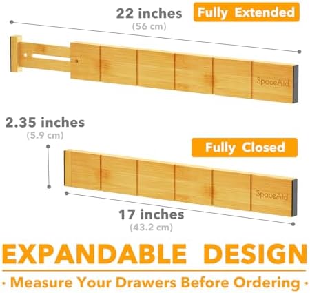 SpaceAid Bamboo Drawer Dividers with Inserts and Labels, Kitchen