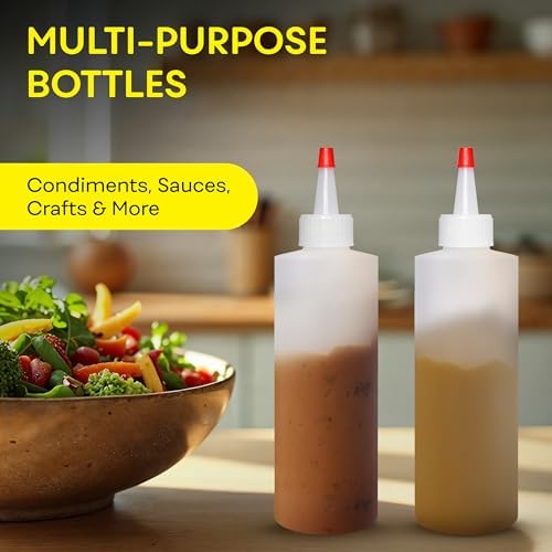 BRIGHTFROM Condiment Squeeze Bottles, 4 OZ Empty Squirt Bottle, Red