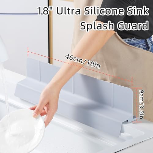 18" Upgraded High Silicone Sink Splash Guard, Grey