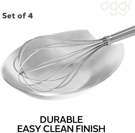 OGGI Spooner Stainless Steel Spoon Rest - Set of 4 - Holds Kitchen