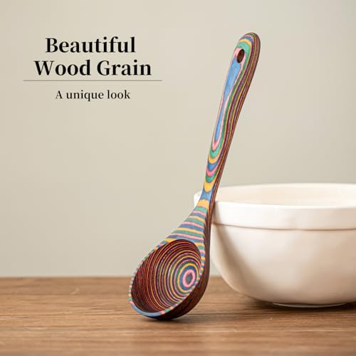 Gudamaye Pakkawood Rainbow Deep Soup Ladles,Pakkawood Ladle,10.6 inch