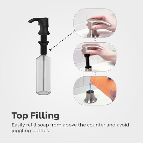 Pfister SoloTilt Kitchen Sink Soap Dispenser, Stainless Steel, 16 oz