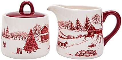 Bico Toile De Jouy Winter Wonderland Ceramic Sugar and Creamer Set