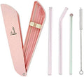 Reusable Glass Drinking Straws 8"x8MM with Portable Case(Pink)