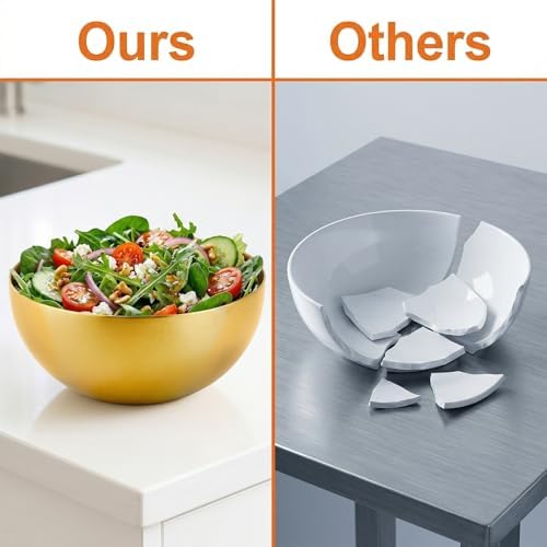 10 Pcs Gold Bowls, 4.7 Inch Stainless Steel Mixing Serving Bowls