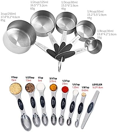 Measuring Cup and Magnetic Measuring Spoons Set, 5 Stainless Steel