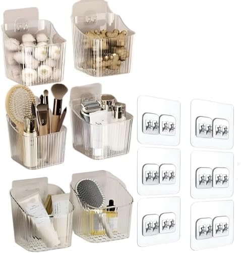 Wall Mount Organizer Bins, 6 Pack, Clear