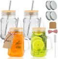 Magicsky Glass Mason Jar Drinking Cups with Handles Iced Coffee Mugs