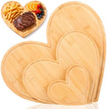 3 Piece Heart Cutting Board Set Bamboo Tray for Kitchen