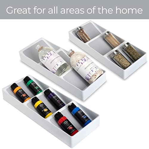 Smart Design 3 Section Plastic Spice Rack Drawer - Non-Slip Lining and