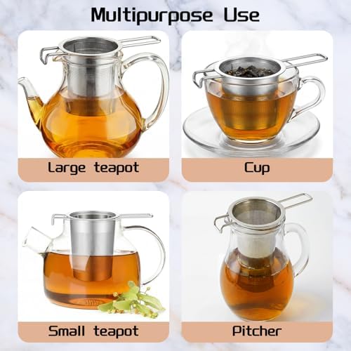2 Pack Tea Infuser Set with Ceramic Dish, Extra Fine Mesh
