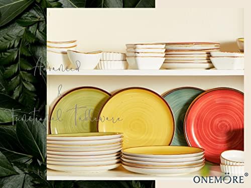 ONEMORE Porcelain Plates Set 10.5 inch Large Dinner Plates for Salad