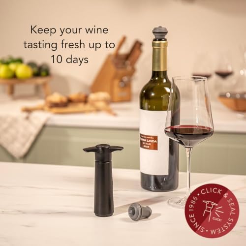 Vacu Vin Original Wine Pump - 4 Vacuum Wine Stoppers - Wine Saver