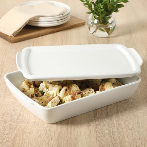 Gibson Home Gracious Dining 2.6-Qt White Stoneware Covered Baking Dish