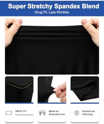 Smiry 2 Pack Spandex Table Cloth 6FT, Elastic Fitted Black Tablecloth