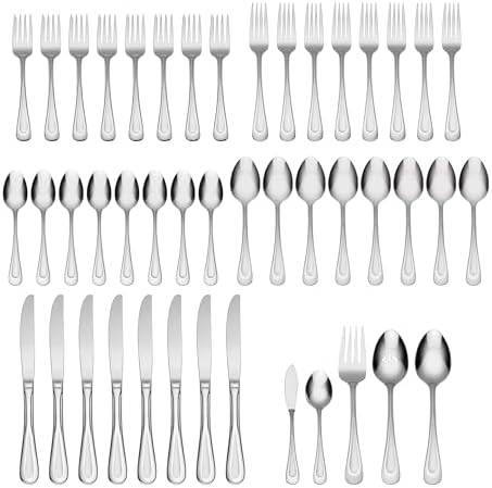 Oneida Satin Sand Dune 45-Piece 18/0 Silverware Set for 8, Flatware