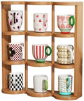 Wooden Coffee Mug Display Rack, Countertop Freestanding Grid Vintage