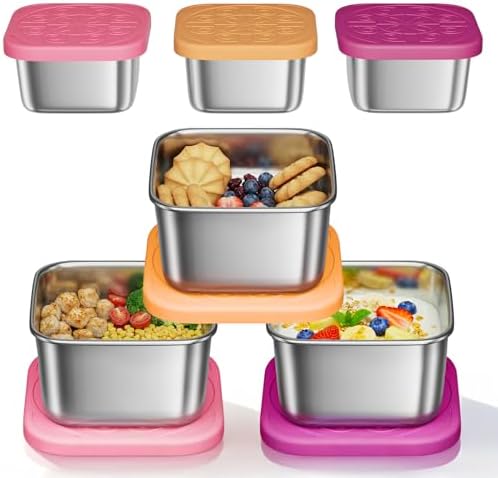 3 Pack 6oz Stainless Steel Snack Containers and 3 Pack 2oz Salad