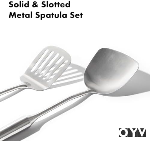 OYV 18/10 Stainless Steel Spatula Set - 15" Metal Spatulas for Kitchen