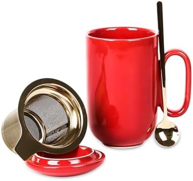 vicrays Ceramic Tea Mug Infuser - Large Cup 16 oz Hot Loose Steeping