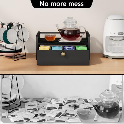 YINMIT Tea Bag Organizer Box, Tea Bag Holder with 8-Compartment Drawer