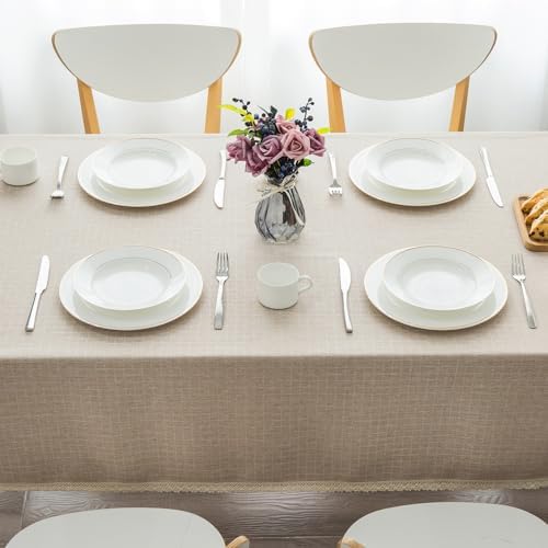 GLORY SEASON Textured Tablecloth Linen-Look Rustic Burlap Style