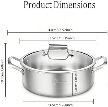 LOLYKITCH 8-Quart Stainless Steel Sauté Pan with Lid | Tri-Ply