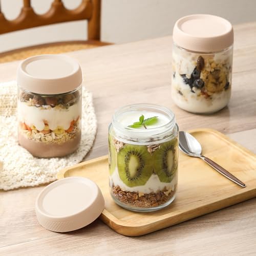 NETANY 16 oz Glass Jars with Airtight Lids, 6 Pack