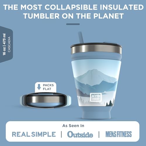 HYDAWAY Collapsible Insulated Tumbler 16oz, Reusable Coffee Cup with