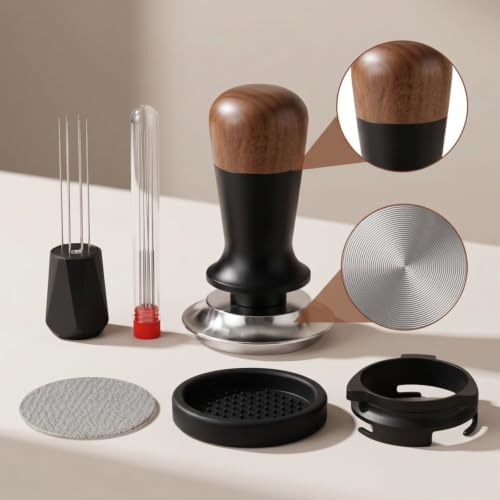 5 Pieces Coffee Pressing Device With Walnut Top Handle And Black