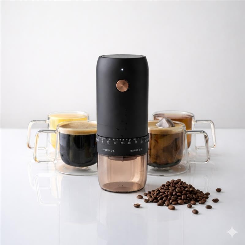 Portable Electric Coffee Grinder, Stainless Steel, 40 Settings