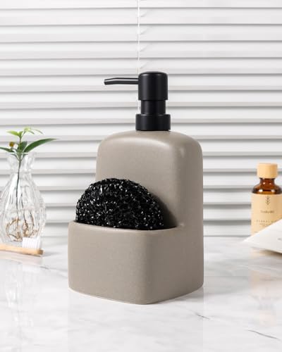 BosilunLife Ceramic Soap Dispenser with Sponge Holder, 20oz