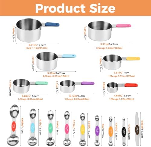 Magnetic Measuring Cups and Spoons Set, 304 Stainless Steel