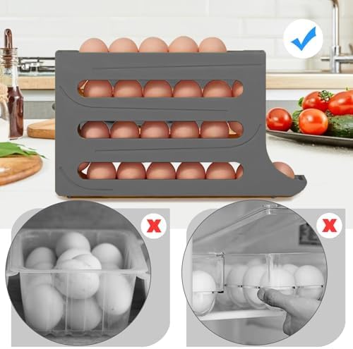 4-Tier Egg Dispenser for Refrigerator, 30-Egg