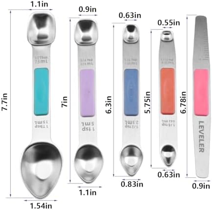 Stainless Steel Magnetic Measuring Spoons Set, Heavy Duty Metal