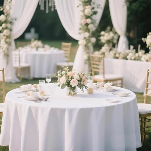 120 Inch Round Tablecloth 2 Pack White Table Cloths