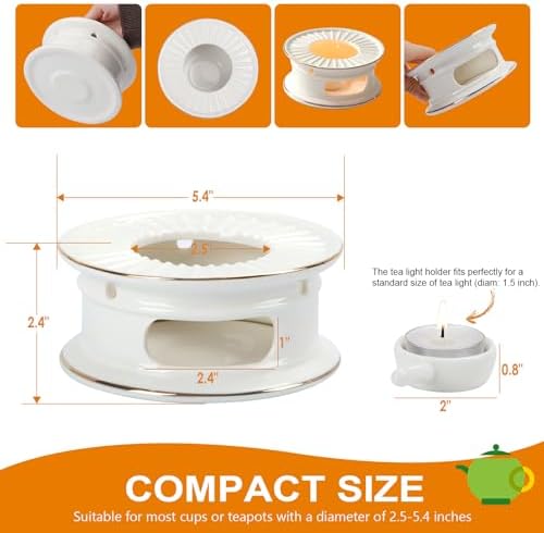 KAYCROWN Teapot Warmer, Ceramic Tea Warmer with Tealight Holder