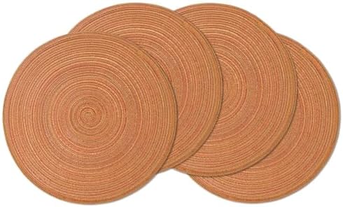Artoid Mode Orange Cotton Polyester Braided Placemats Set of