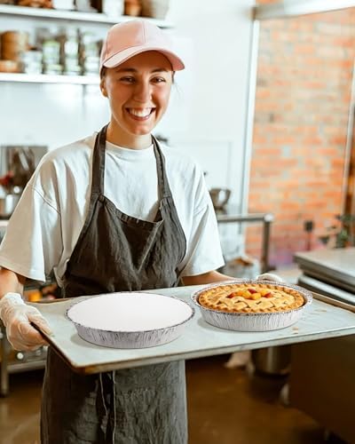 50 Pack 9 Inch Round Aluminum Pans with White Cardboard Lids