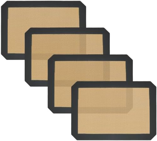 Small Silicone Baking Mats, Set of 4,11-4/5x8-1/4 Inch Quarter Sheet