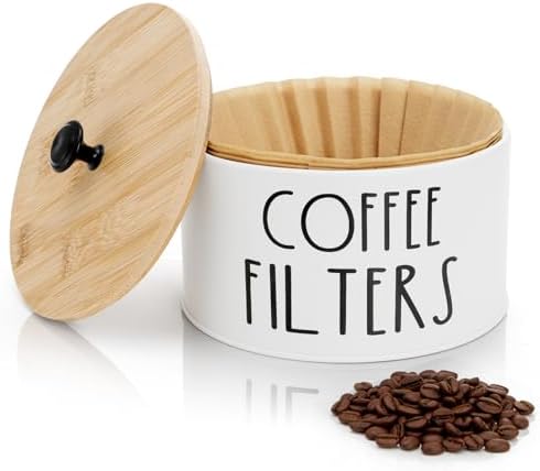 Coffee Filter Holder with Bamboo Lid, Large Capacity