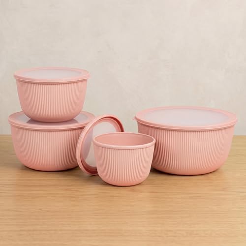 BoxedHome 4.97 Quarts Mixing Bowls with Lids Set, 4 Packs BPA-Free