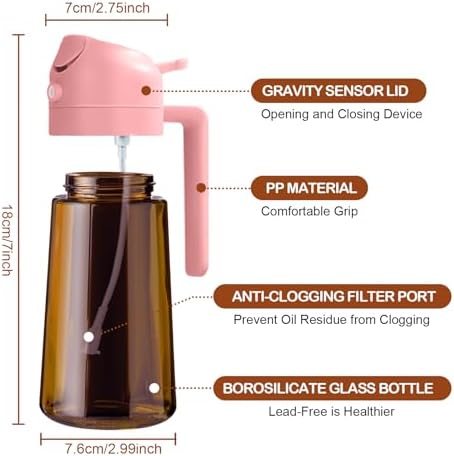 YARRAMATE 16oz/470ml DarkBrown Oil Sprayer (Pink)