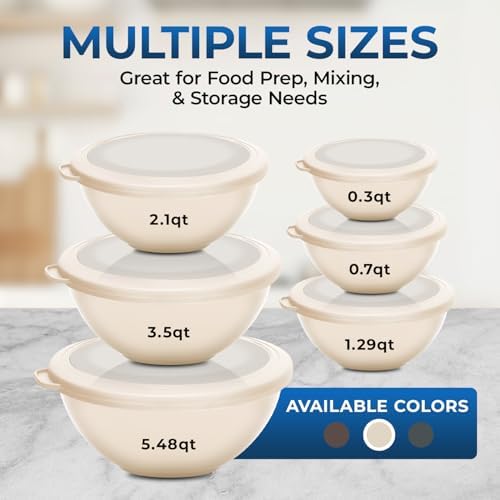Bakken Master 12 Piece Plastic Nesting Bowls with Lids - Mixing Bowls