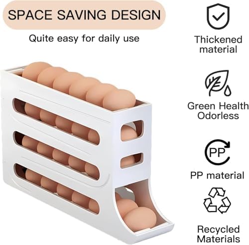 24-Egg Holder for Fridge, White, 2-Pack