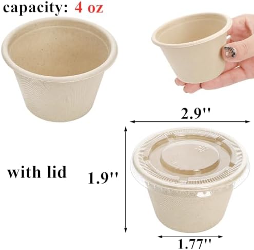 Tebery 200 Pack 4 Oz Disposable Condiment Portion Cups, Small Sauce