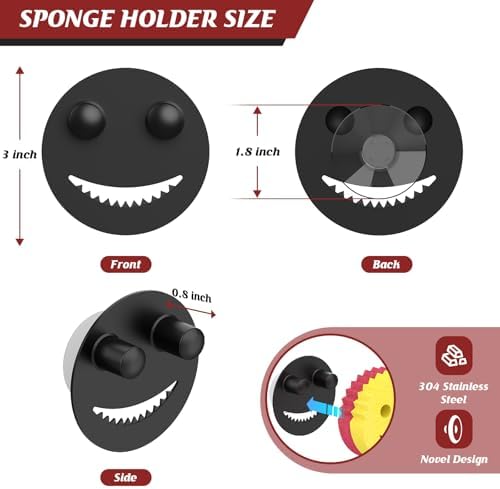 Kontoyo Sponge Holder for Kitchen Sink, Black