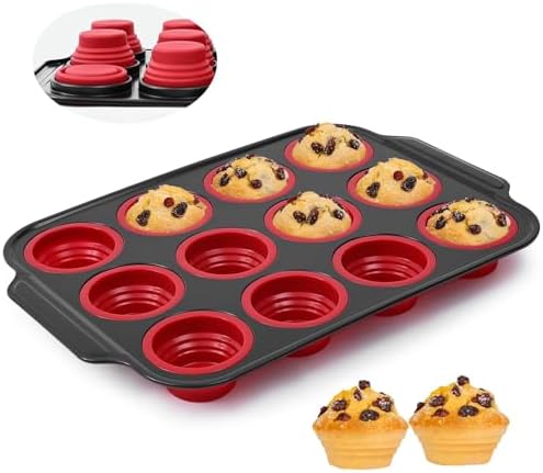 Silicone Muffin Pan, 12-Cup Nonstick Silicone Muffin Pans for Baking