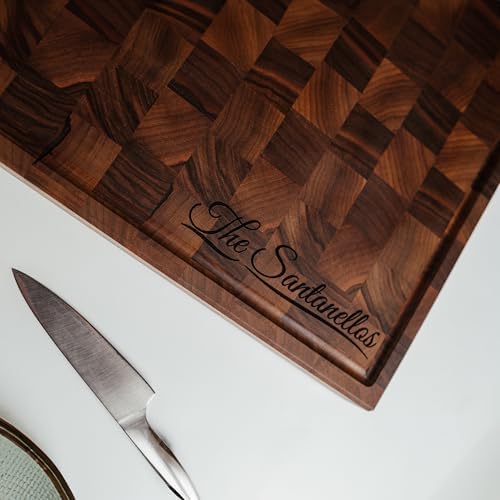 GrainWoods Walnut End Grain Cutting Board, 16 x 10 x 2 Inches