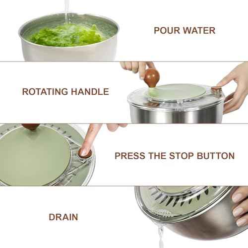 5.3Qt Stainless Steel Salad Spinner, Salad Spinner Stainless Steel